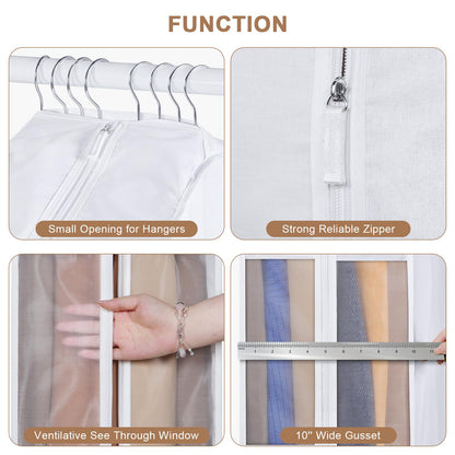Syeeiex 3x Luxury Cotton Garment Bags for Hanging Clothes, 43 inch Suit Bag