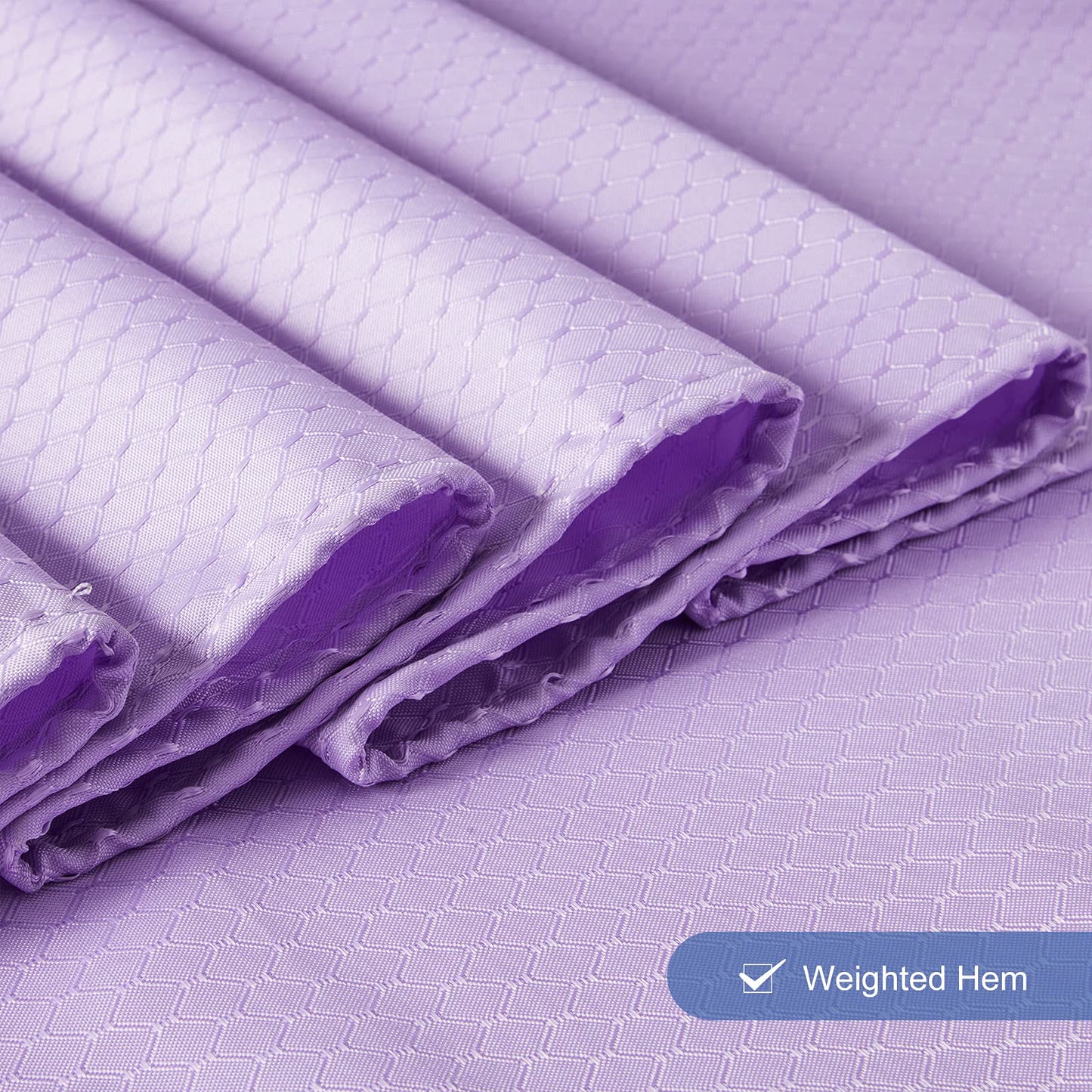 Furlinic Shower Curtain Mould Proof Resistantand Waterproof Bath Curtains Purple Waffle Polyester Fabric Washable for Wet Room with Hooks 47x78 Inch.
