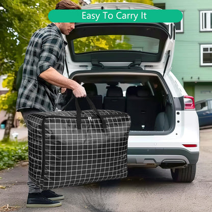 6 Pcs 105L Large Moving Bags Oxford Fabric Storage Bags with Zips, Black