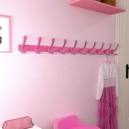 SKOLOO Wall Mounted Coat Rack - 10 Hooks, Heavy Duty, Stainless Steel, Metal Wall Hanger, Sturdy Wall Hooks for Hanging Coat, Jacket, Clothes, Hat