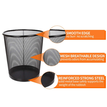 AHUNTTER 3 Pack Mesh Waste Paper Bin 12 Litres Metal Waste Basket Small Trash Can Rubbish Bin for Bedrooms Bathrooms Office Home Kitchens Supplies