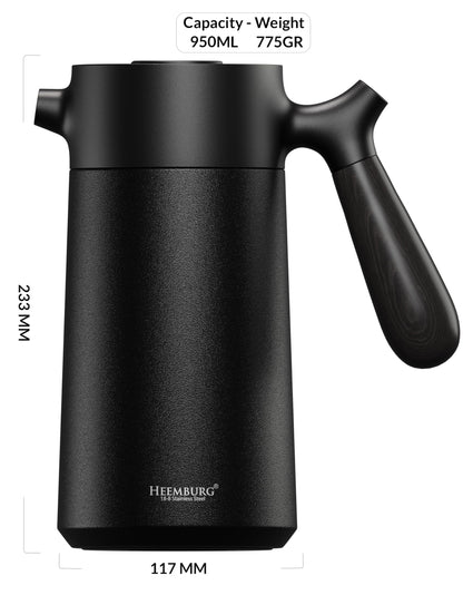Heemburg French Press Thermal Coffee Maker Cafetiere Thermo Double Wall Insulated Vacuum Stainless Steel Manual Brewer