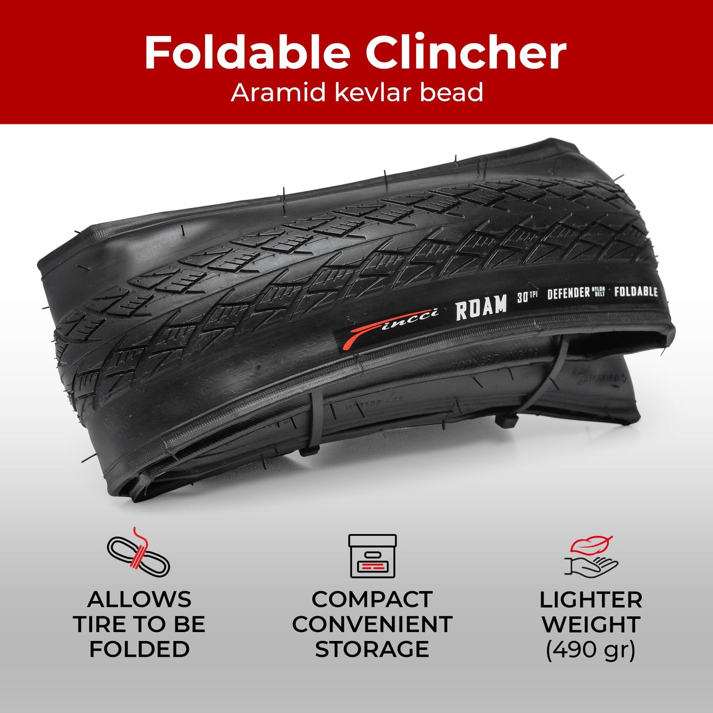 Fincci Roam Pair 700 x 35c Tyres 37-622 with 1mm Antipuncture Protection 700c Foldable Tyres for Cycle Road Hybrid Touring Electric Bike Bicycle Tyre