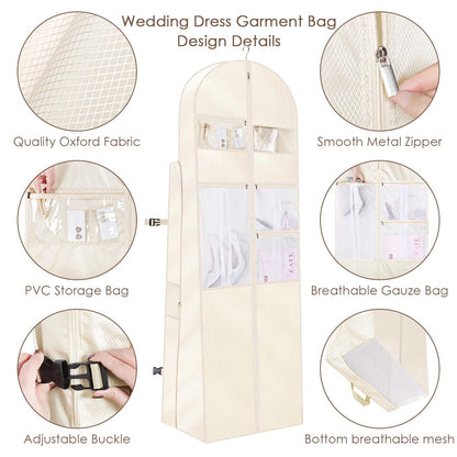 KEEGH Wedding Dress Garment Bag, 72 Inch Long Dress Carrier Travel Bag