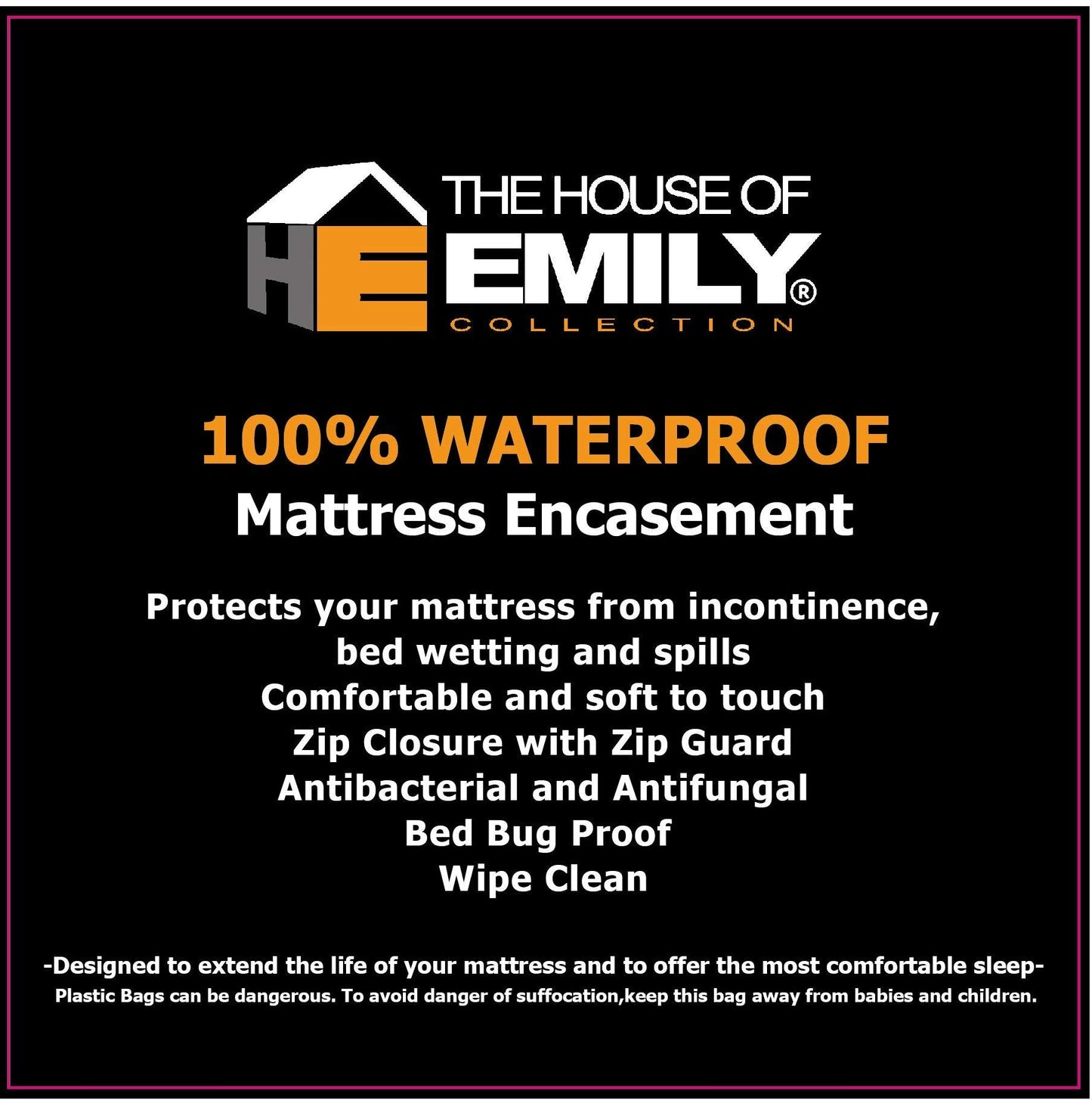 Incontinence Mattress Protector Fully Enclosed Zipped 6 Sided Protection 100% Waterproof Wipe Clean Anti Bed Bug Anti Bacterial (Super King)