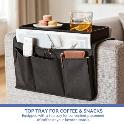 Wrbugukeji Sofa Armrest Organizer, Sofa Candy Organizer with Tray(Black)