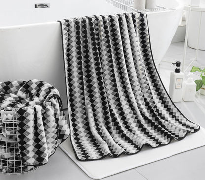 MAGGEA 2 Hand Towel Set 16"x31" Black White Towel Set for Bathroom,Highly Absorbent & Quick Dry Hand Towel for Daily Use,Soft Microfiber Multipurpose