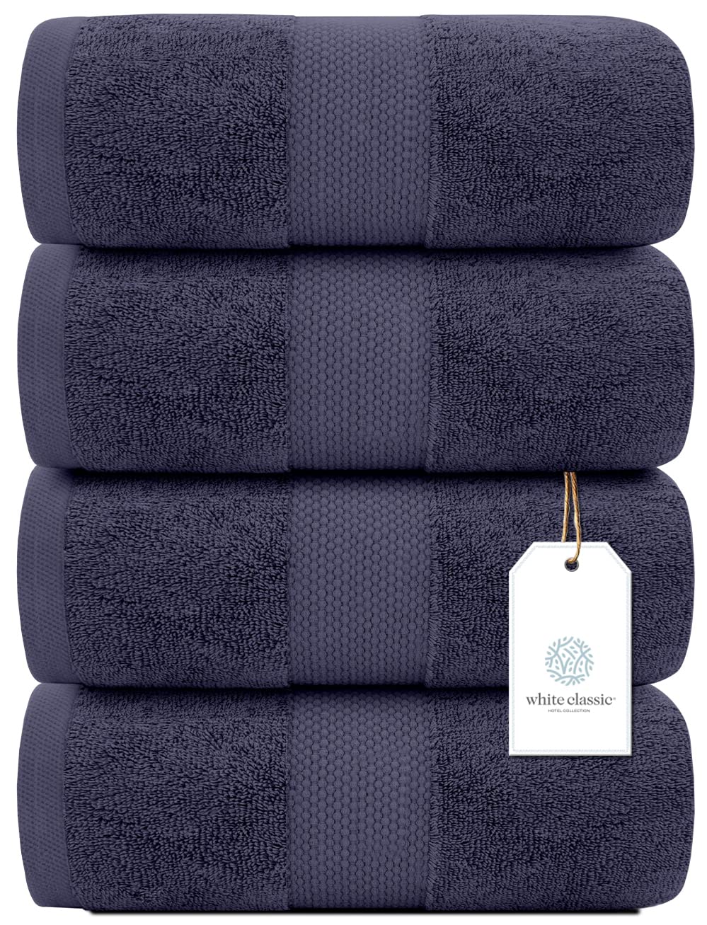 White Classic Luxury Bath Towels Set of 4 Large - 700 GSM Cotton Ultra Soft Bath Towels 27x54 | Highly Absorbent and Quick Dry | Hotel Towels for