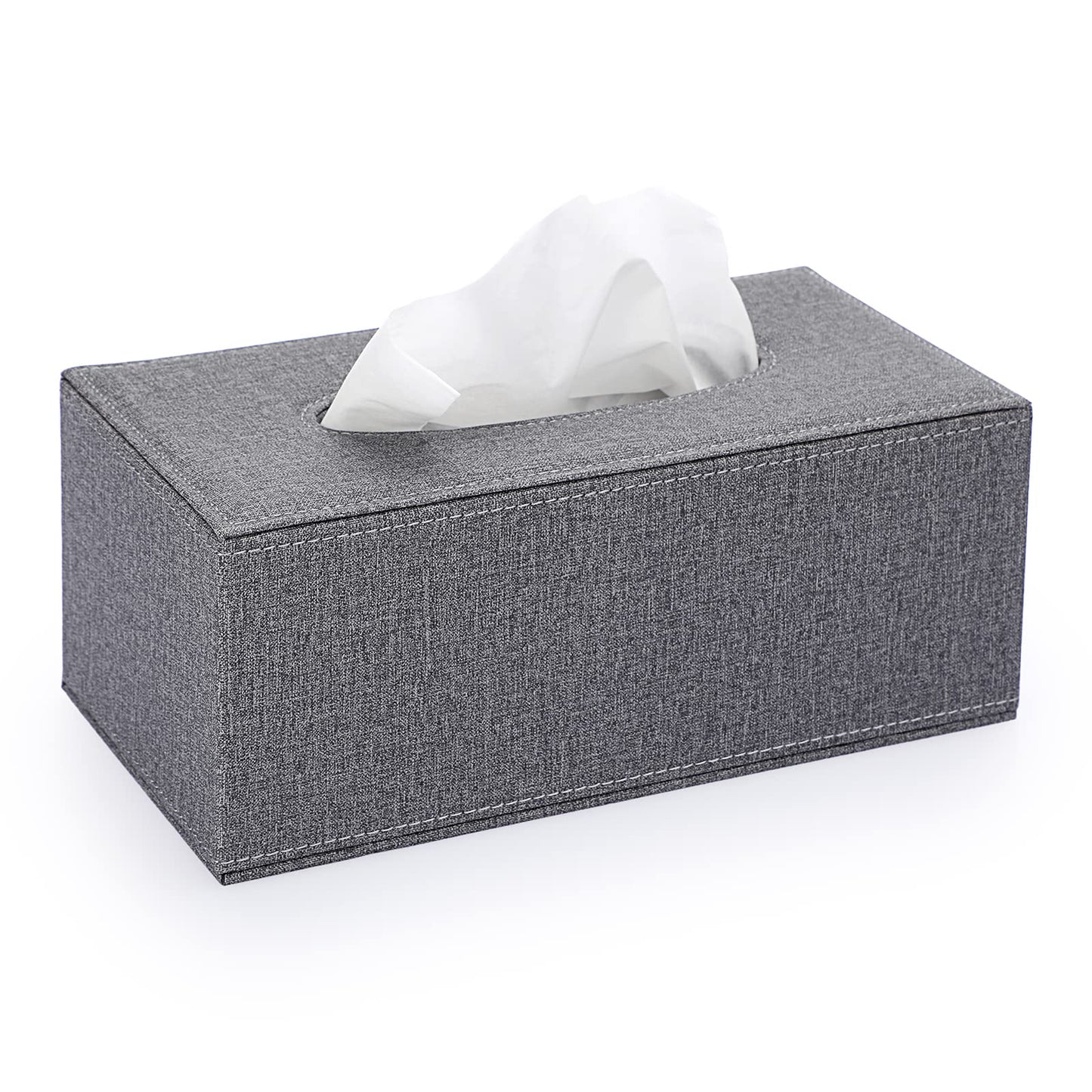 BTSKY Linen Household Office Rectangular Tissue Paper Holder Tissue Box Cover Case Napkin Holder (Grey)