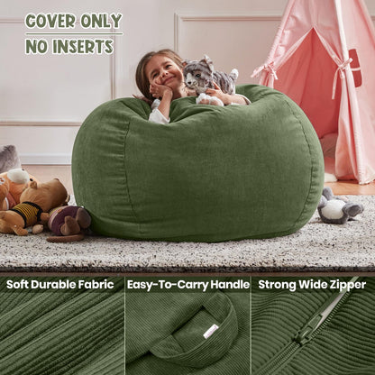 Nobildonna Bean Bag Chair Cover (No Filler) for Kids Beanbag Stuffed Animal Storage Without Filling Plush Toys Holder and Organizer Soft Premium
