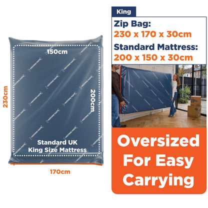 King Size Mattress Bags for Moving House and Storage with Zip Cover, 5ft