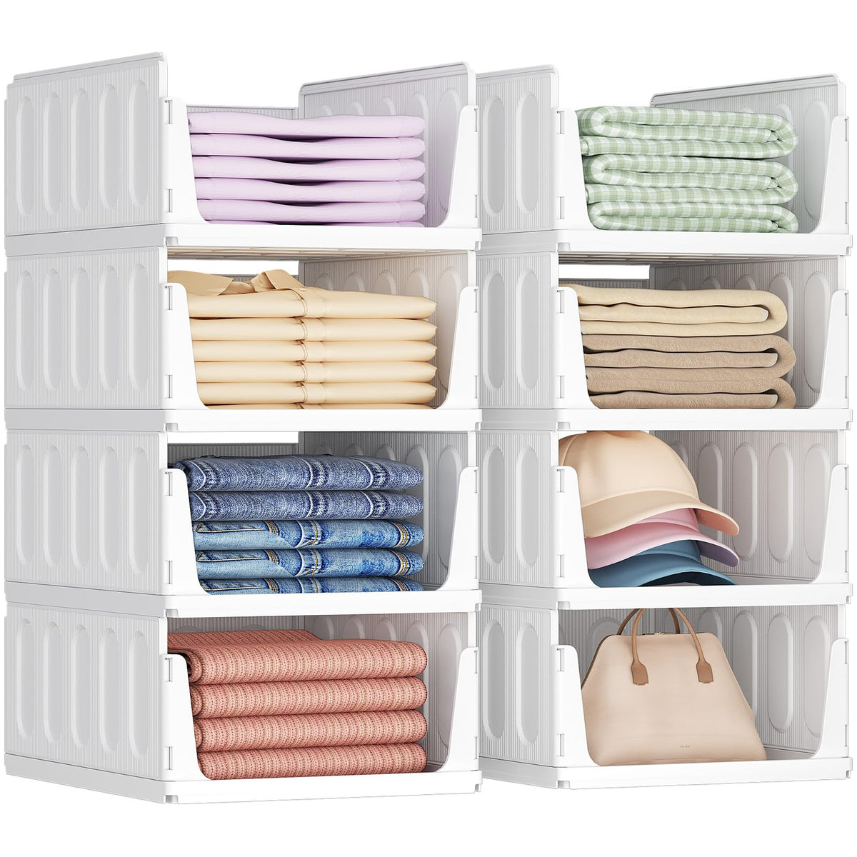 Lifewit 8 Pack Wardrobe Storage Organiser Stackable Boxes 41 cm Depth