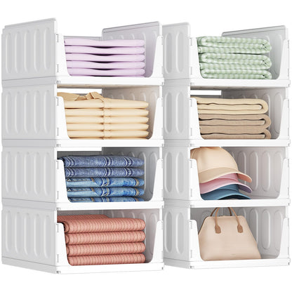 Lifewit 8 Pack Wardrobe Storage Organiser Stackable Boxes 41 cm Depth