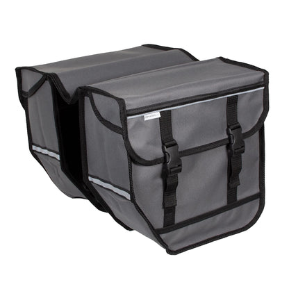 BikyBag Model M - Bicycle Double Panniers - Bike Bicycle Cycle Bag for Rear Rack (Grey)