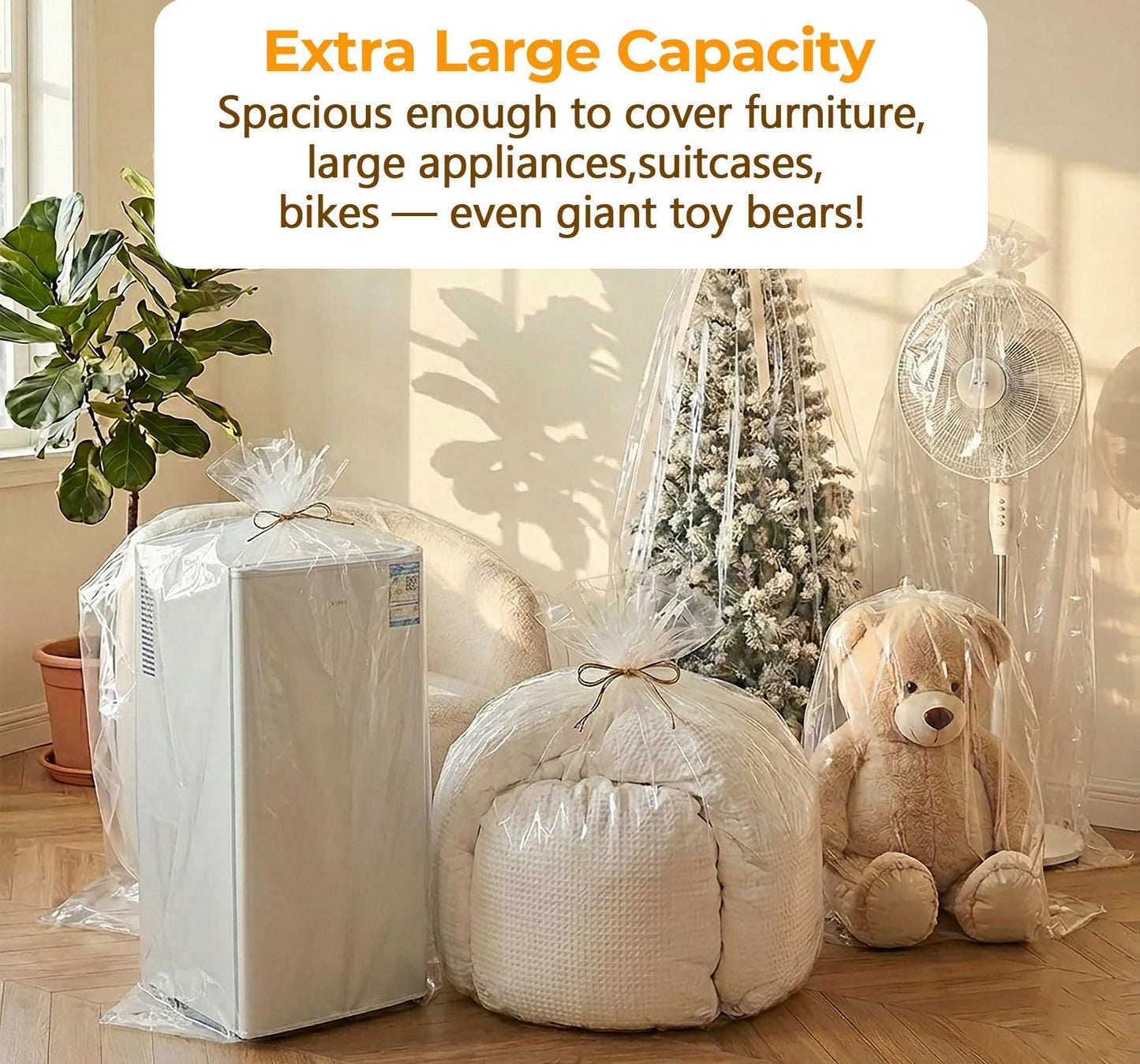 10 Pcs Extra Large Clear Plastic Storage Bags, 100×152cm Suitcase Cover