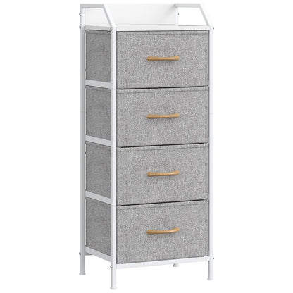 Feonase 4-Drawer Chest of Drawers with Metal Frame & Top Back Panel – Modern Fabric Storage Cabinet for Bedroom, Living Room, Small Spaces