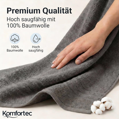 Komfortec Jumbo Bath Towels, 100% Cotton, Quick Dry, 80x200, Grey & Purple