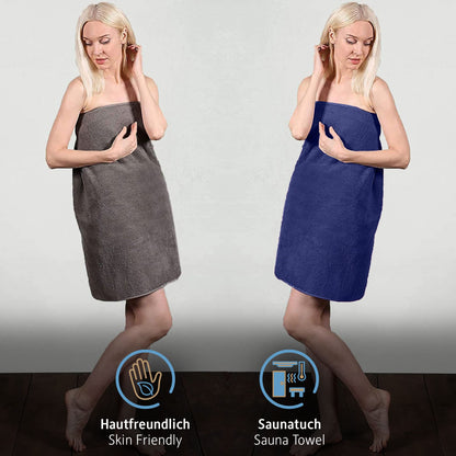 Komfortec Bath Towels, 100% Cotton, Quick Dry, 70x200, Grey & Royal Blue
