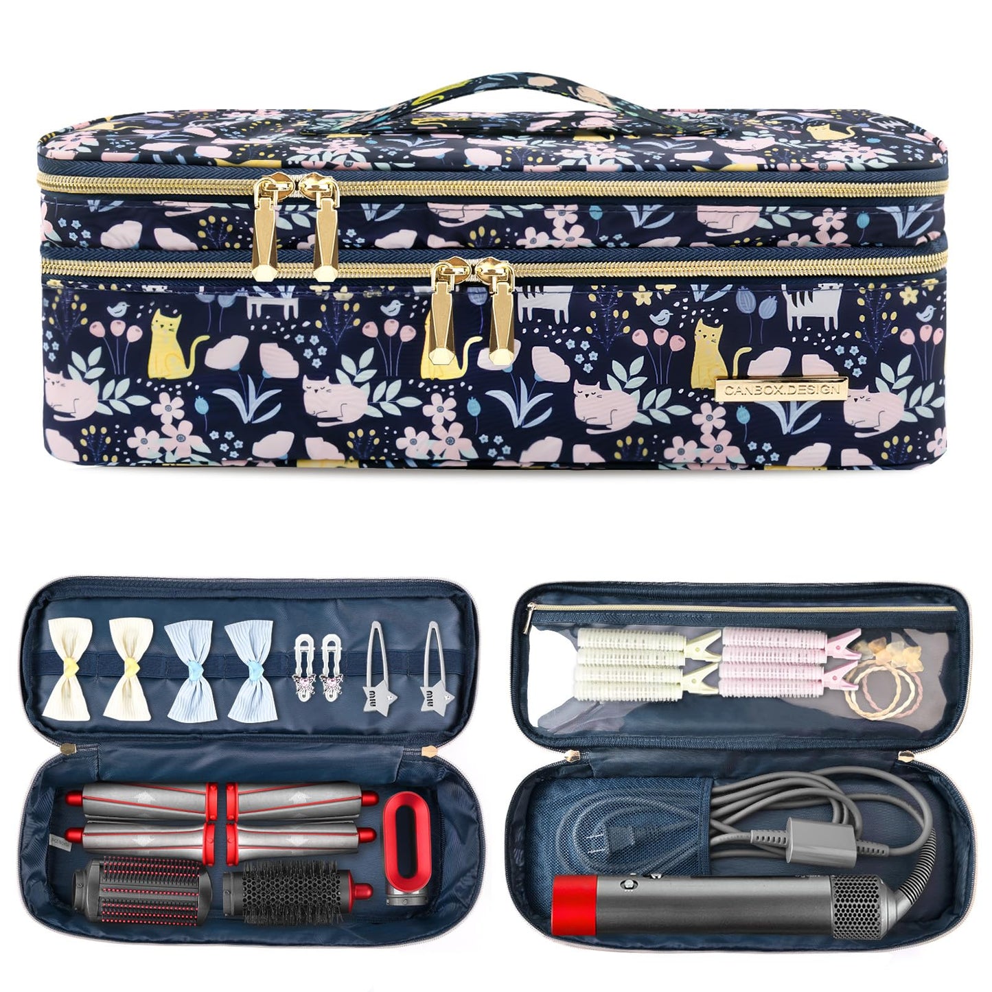 Dizdvizd Double Layer Travel Carrying Case, Compatible with Dyson/Shark Flexstyle/Airwrap Styler Storage Bag, Hair Dryer/Hot Air Styler Organiser Bag
