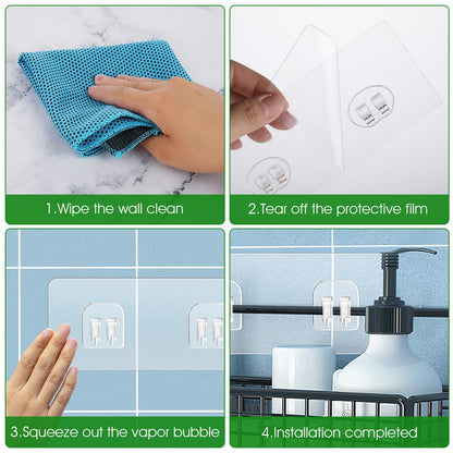 WLLHYF 10 Pack Shower Caddy Adhesive Hooks Replacement Strong Stickers Shower Hooks Wall Hooks Waterproof for Bathroom Shower Shelf Basket Soap Dish
