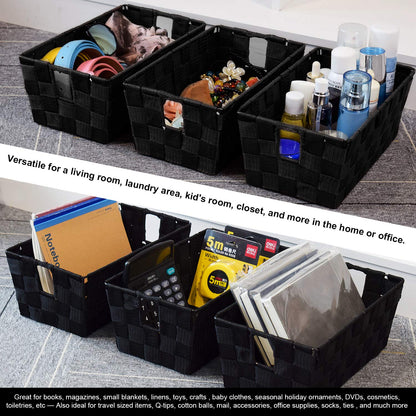 homyfort Woven Shelf Storage Tote Baskets Bins Container, Durable Storage Organizer Boxes with Built-in Handles for Bedroom, Office, Closet