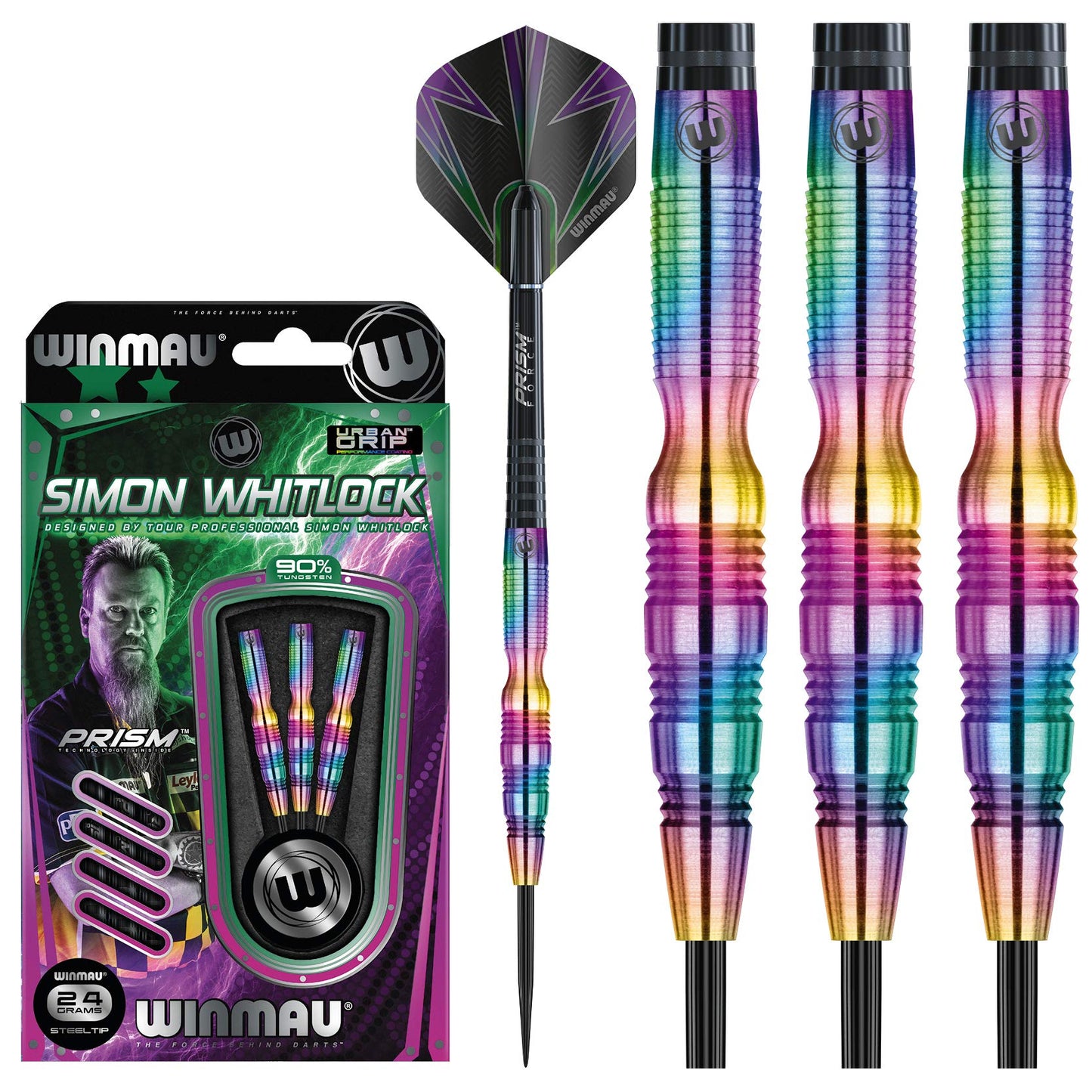 WINMAU Champions - Simon Whitlock 3: 24g Tungsten Darts Set with Flights and Stems