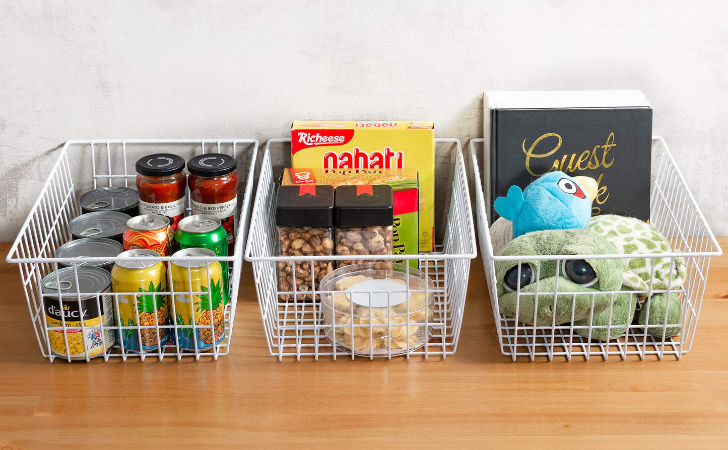 iPEGTOP Metal Wire Stroage Baskets, Large Freezer Refrigerator Organizer Bins, Home Office Shelf Freezer Storage for Bathroom, Pantry