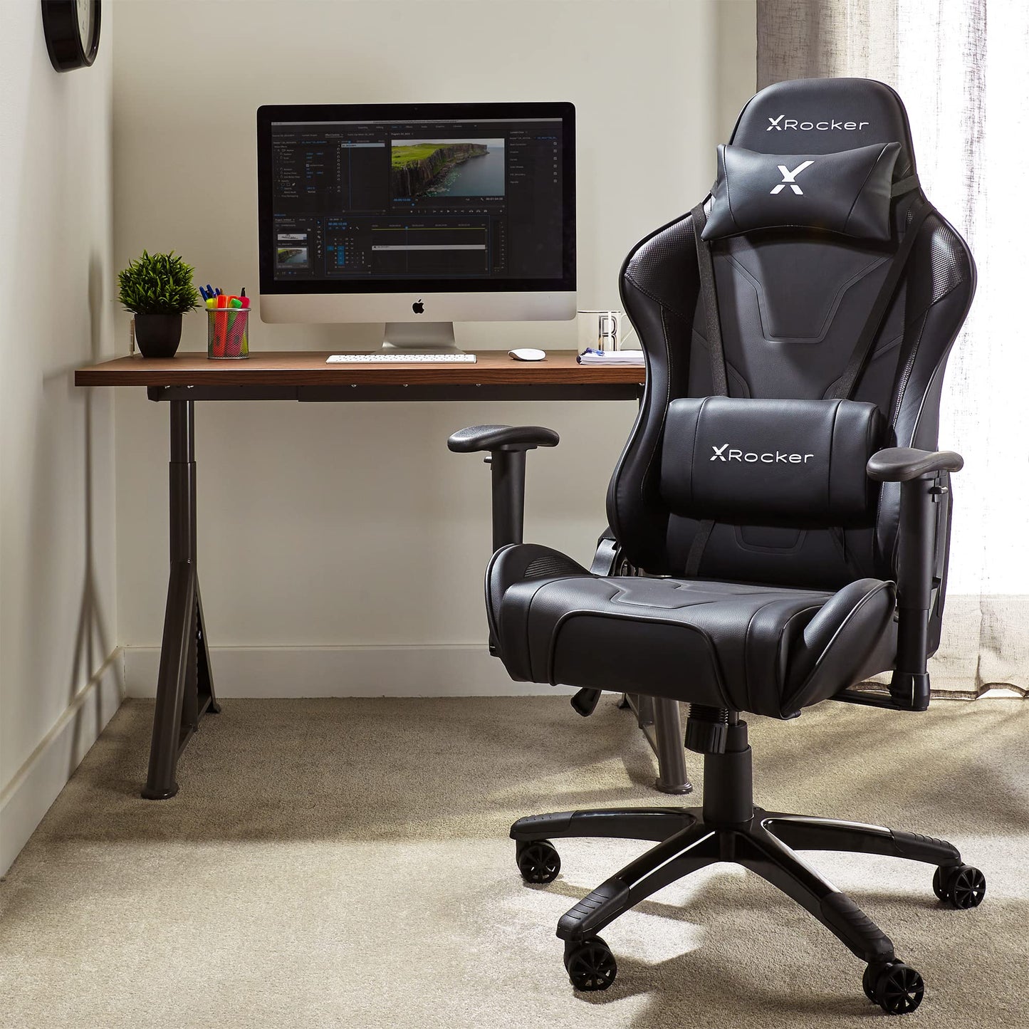 X-Rocker Agility Sport High Back eSports Gaming Chair for Adults & Teens - 3D Armrests, Head & Lumbar Cushion, Height Adjustable Recliner