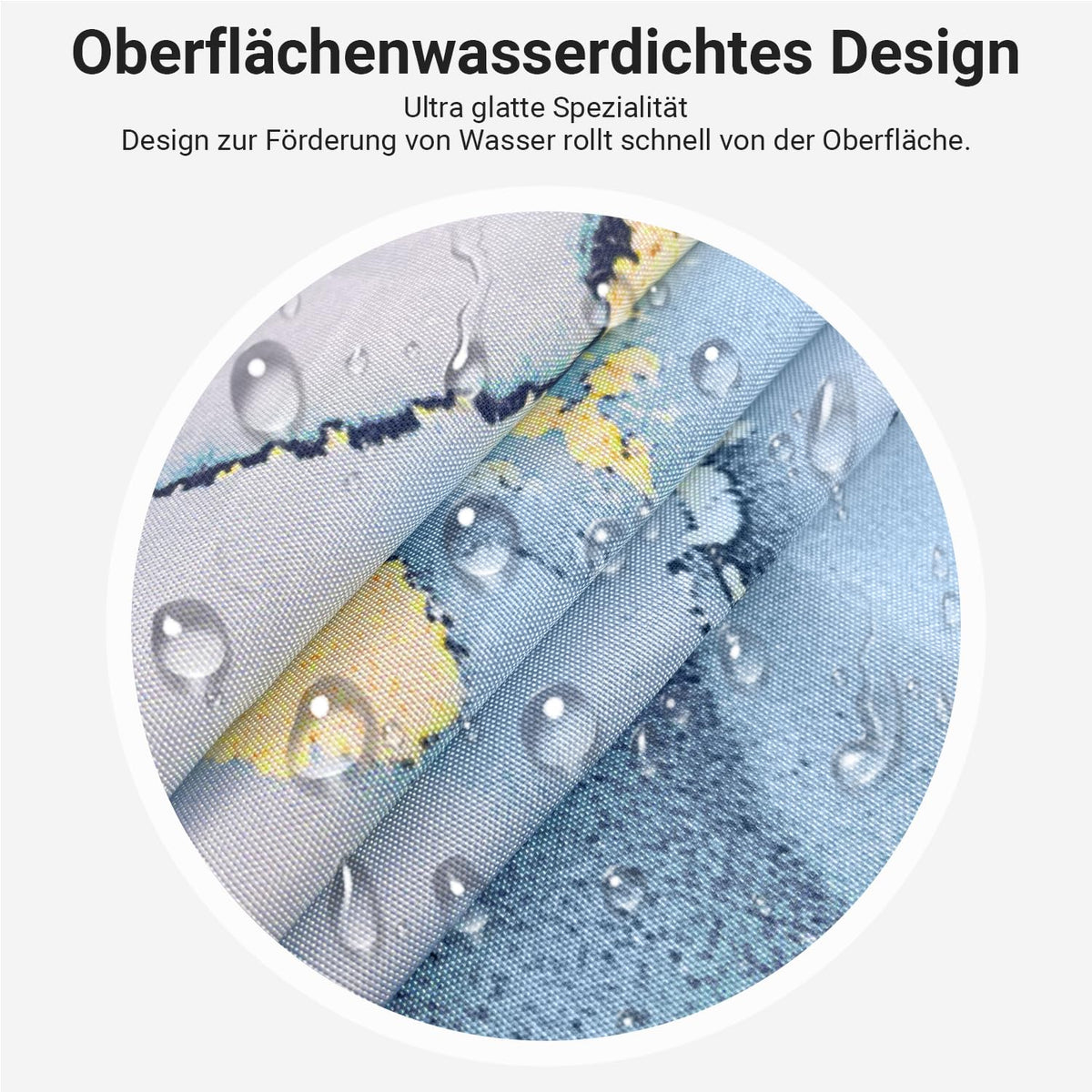 Lerores Shower Curtain, 180 x 200 cm, Aqua Blue, Weighted Hem, Anti-Mould Textile, Water-Repellent