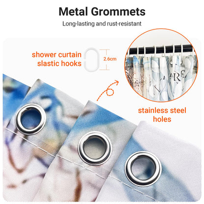 Lerores Sea Turtle Shower Curtain, Weighted Hem, Anti-Mould, Water-Repellent, Washable Polyester Fabric Bath Curtains with 7 Eyelets and Shower