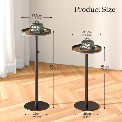 KEENSUNI Small Round Side Table,Drink Table,Martini Table with Marble Pedestal for Small Space, Living Room,Bedroom,Sofa Couch (Walnut)