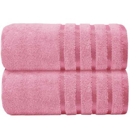 Casabella Deluxe 2 Piece Jumbo Bath sheet 90x180 cm 100% Cotton Extra Large Bath Towels Highly Absorbent Pink Bath sheets Towels