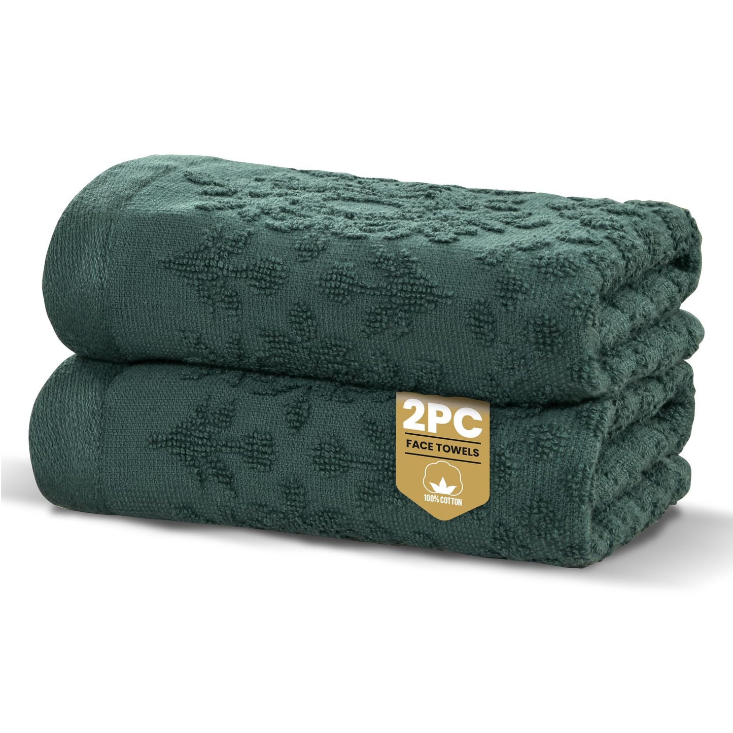 Rapport Home Versailles Jacquard Face Towels 2-Pack – Luxurious 100% Cotton 500gsm Soft Absorbent Face Cloths