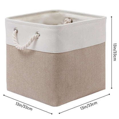 ICEMOR 33 x 33 x 33 cm Cube Storage Boxes, 6 Pack Large Collapsible Fabric Storage Bin with Ropes, Foldable Cube Baskets for Kallax, Office,Closet
