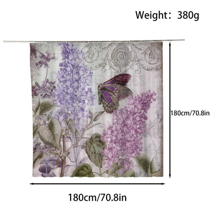 FAIRYGATE Shower Curtains Mould Proof Resistant Floral Shower Curtain Mould Proof Resistant Fabric Washable Waterproof Polyester Decorative Bathroom