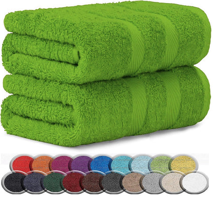 LoomTrove Pack of 2 Extra Large Jumbo Bath Sheets 100 x 200 cm 100% Egyptian Combed Cotton XL Towels Quick Dry Big Bath Sheet Super Soft Hotel