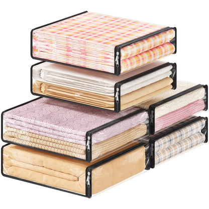 Lifewit 6 Pack Clear Storage Bags with Zips, 14L Clothes Storage Bags