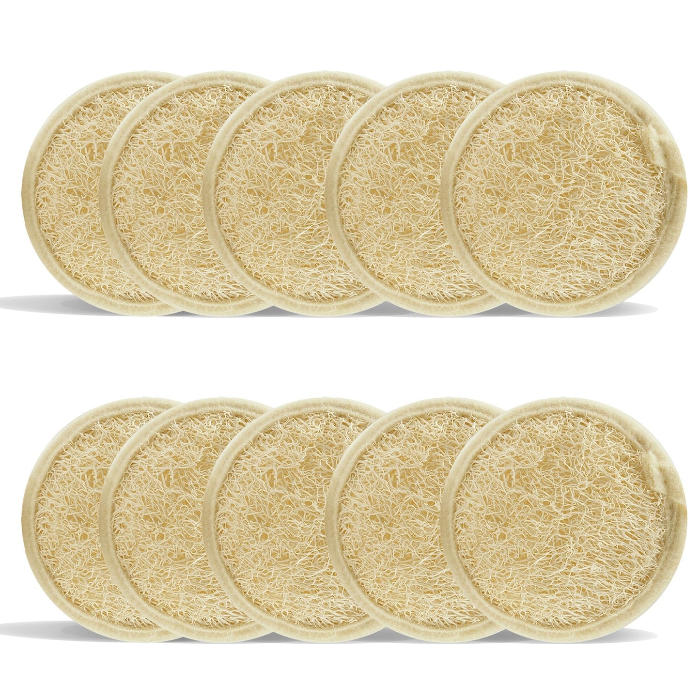 Pack of 10 Natural Face Loofah Sponge Exfoliating Pads, Made of Environmentally Friendly and Biodegradable Shower Loofah Sponge, 100% Natural Body and