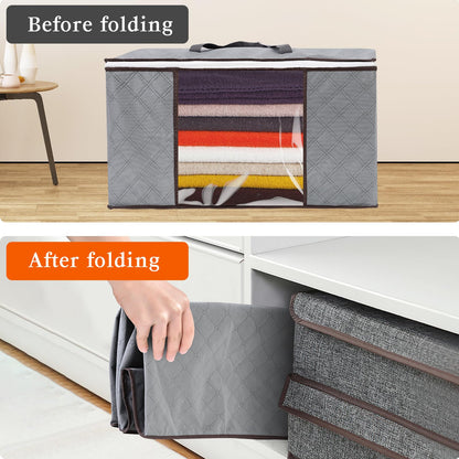 AiQInu Storage Bag Large 90 L, Foldable Clothes Storage with Reinforced Handle (2 Pieces)