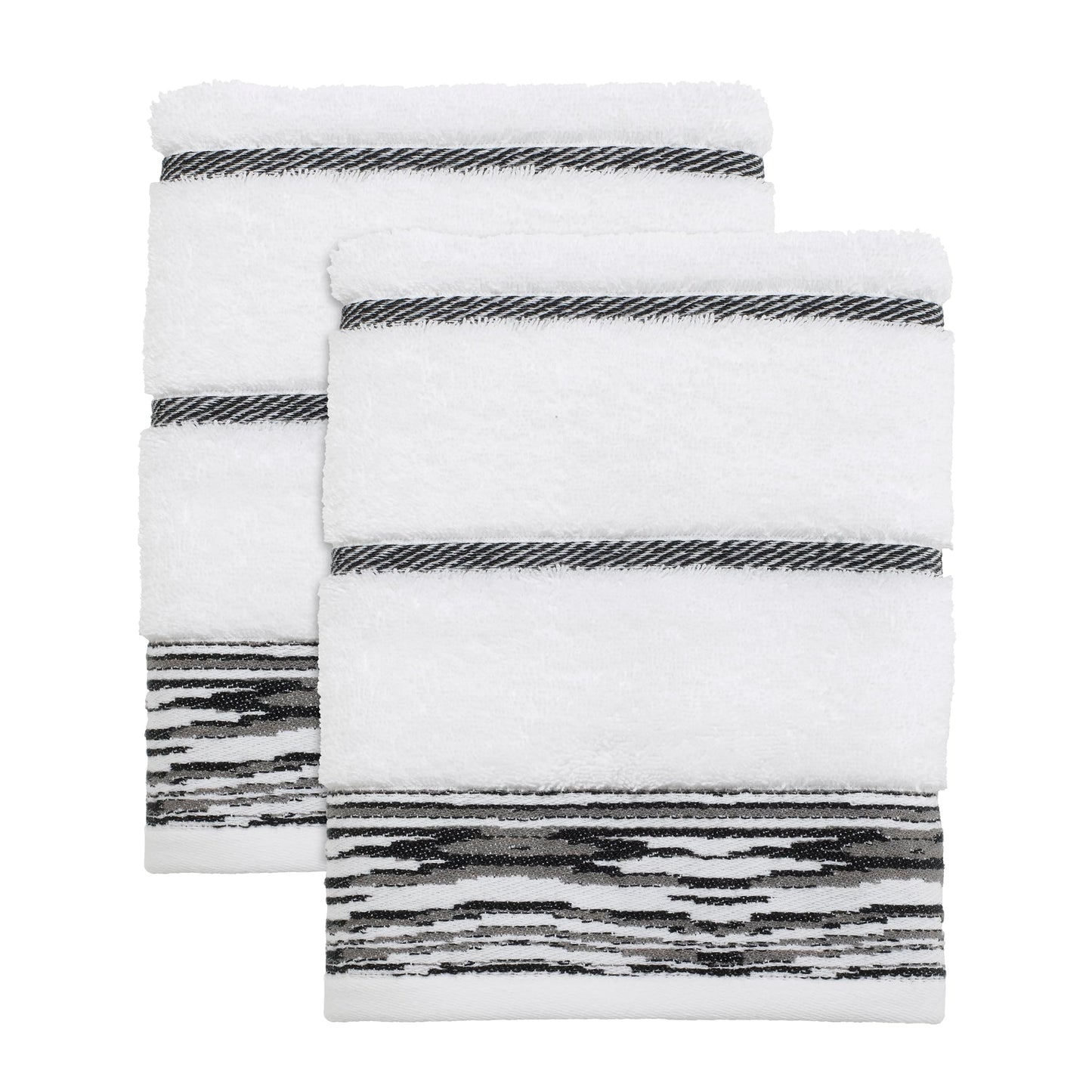 Nicole Miller - Hand Towels, Soft & Absorbent Cotton, Dorm Room Essentials, Set of 2 (Sydney Collection, White/Black)