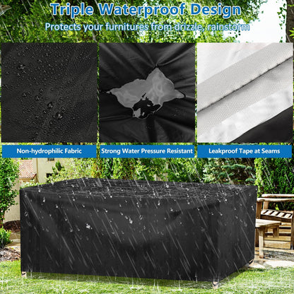 Wanocean Garden Furniture set Covers, Outdoor Patio Furniture Cover Waterproof 420D Oxford Anti-UV Tear-Resistant Rectangular Rattan Furniture Covers