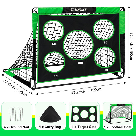 CATCHLUCK Football Goal Pop Up Football Net 2 In 1 Foldable Kids Goal for the Garden Portable Net Indoor Outdoor Training Equipment with Carry Bag,