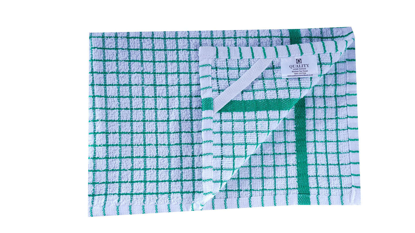 QUALITY HOME TEXTILES 100% Cotton Luxury Terry Towelling Tea Towels | Pack of 3| Kitchen Hand Towels Dish Cloth Super Absorbent Soft Touch