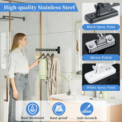 Mooche Wall Mounted Clothes Rail Black, Wall Clothes Drying Rack, 31CM