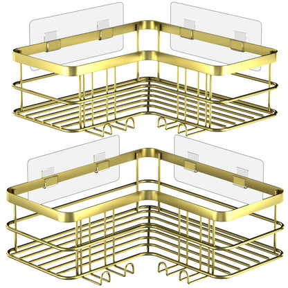 Yazoni Corner Shower Caddy 2 Pack - Bathroom Shelves No Drilling, Rustproof Stainless Steel Shower Storage Rack