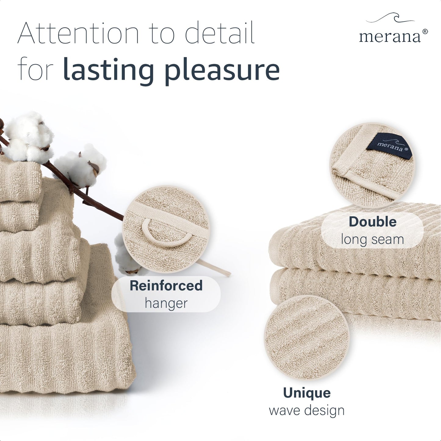 Merana OSLO towel set | quick-drying, soft & lint-free | terry luxury quality | 100% cotton terrycloth | OEKO-TEX | 590 GSM | gift set | Beige
