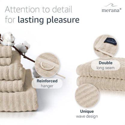 Merana OSLO towel set | quick-drying, soft & lint-free | terry luxury quality | 100% cotton terrycloth | OEKO-TEX | 590 GSM | gift set | Beige