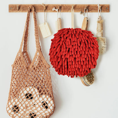 Fuzzy Ball Hand Towels, Set of 2, Chenille Quick Dry, 6.9inch (red)