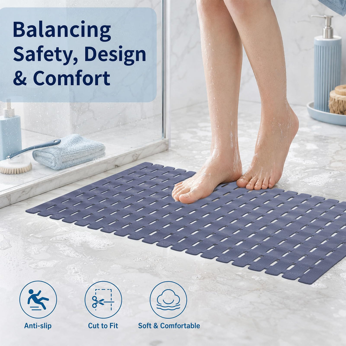 Yuaerbuo Shower Mat Non Slip Anti Mould, 40x100cm Non Slip Bath Mat