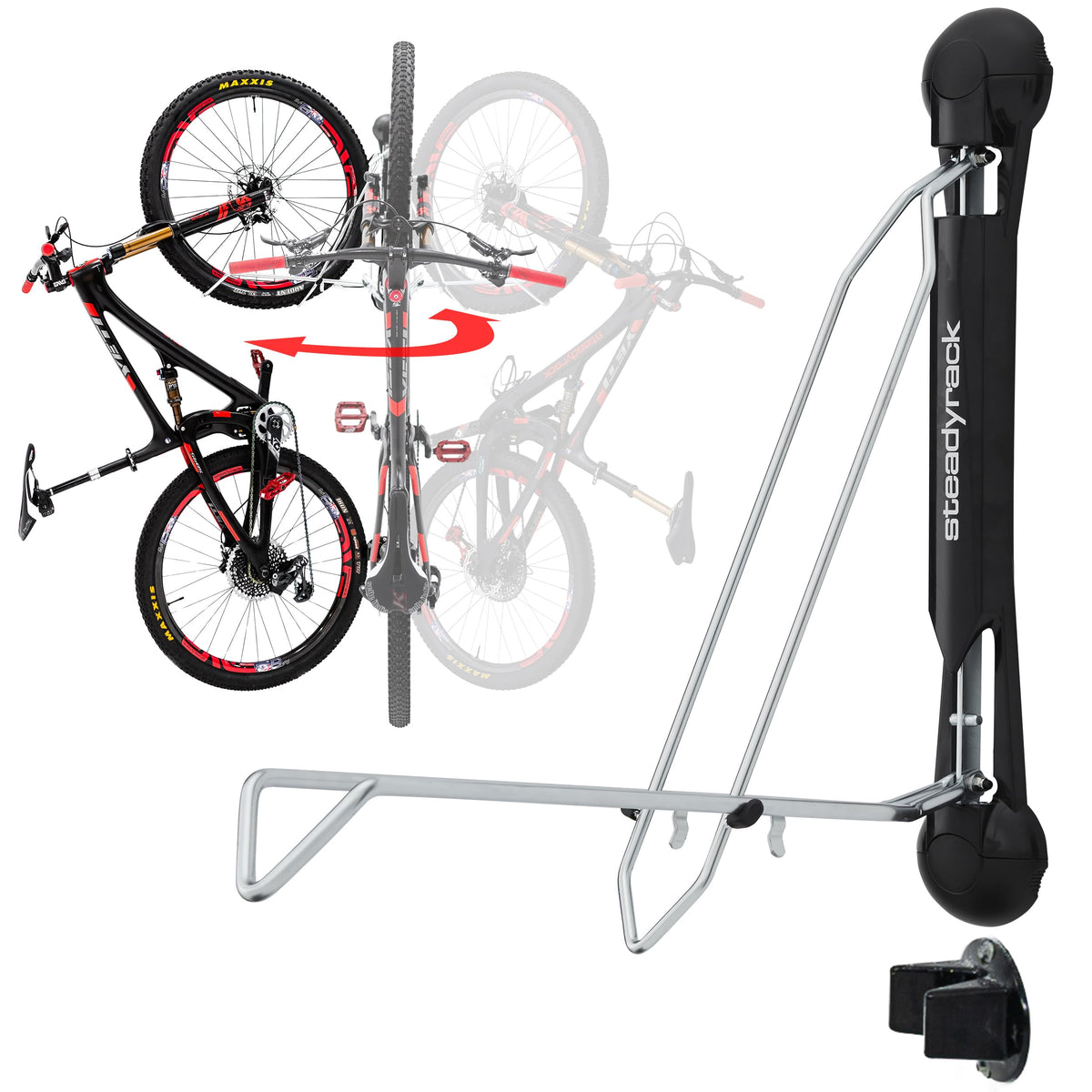 Steadyrack Bike Racks - Mountain Bike Rack - Wall Mounted Bike Rack Storage Solution for Your Home, Garage, or Bike Park